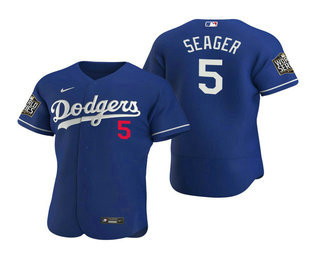 Men Los Angeles Dodgers #5 Corey Seager Royal 2020 World Series Authentic Flex Nike Jersey->los angeles dodgers->MLB Jersey